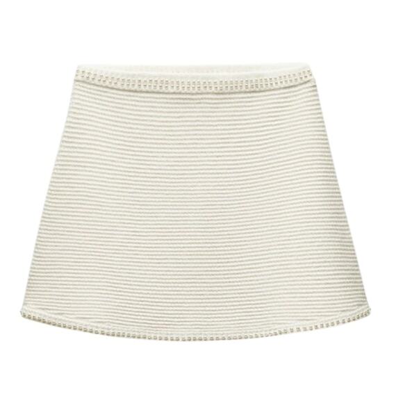 KNIT CARDIGAN AND SKIRT WITH FAUX PEARLS IVORY SIZE SMALL - Picture 6 of 11